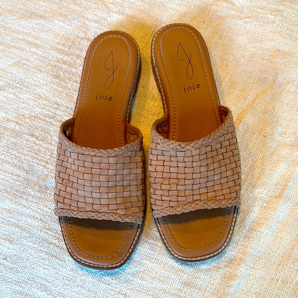 Joie Shoes - Joie Women's Tan Woven Leather Slide Sandals